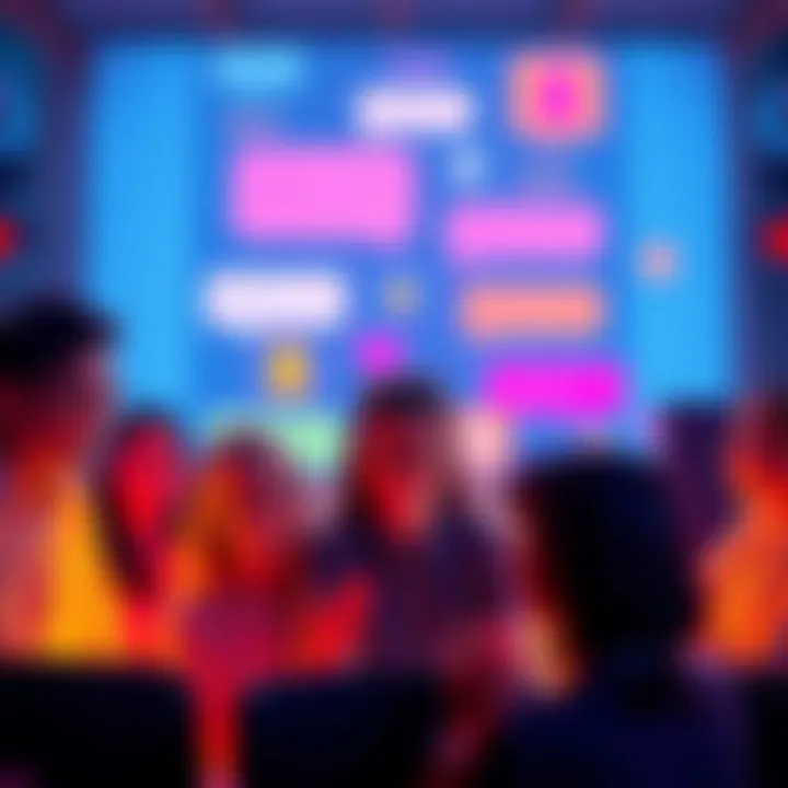 A group chat display showing different personas with colorful avatars and chat bubbles, illustrating improved communication dynamics among people.