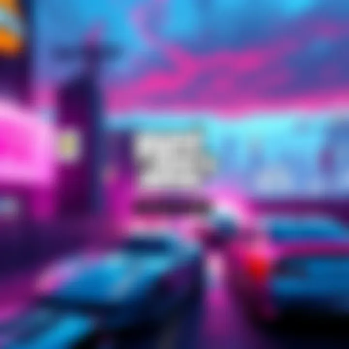 A vibrant image showcasing the updated graphics of the GTA Remake, featuring cars and cityscapes from the game.