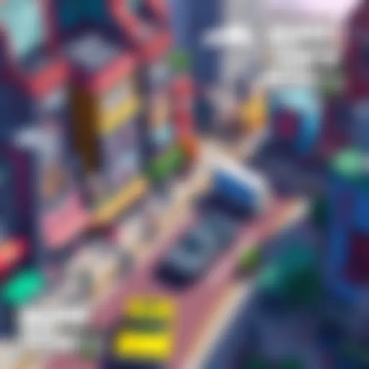 A vibrant isometric pixel art scene showcasing chaotic city life inspired by GTA, featuring colorful buildings, cars, and characters in action.