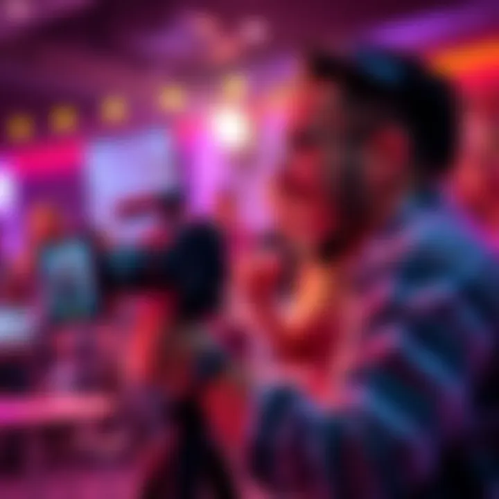 A person engaging with a live streaming setup, smiling and interacting with viewers through a camera, with excitement in the atmosphere.