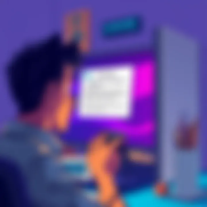 Illustration showing a shocked digital creator looking at a computer screen displaying a seizure notice from Gumroad after changing their country of residence.