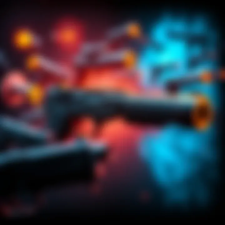 A collection of different gun sound effect icons representing their various uses in web media.