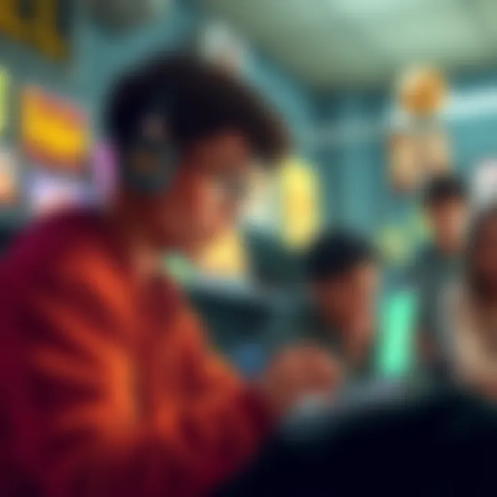 A player reminiscing about their Habbo account while younger players engage around them, highlighting the generational gap in gaming.