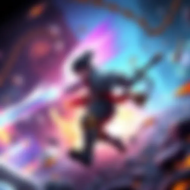 A character performing a dash-attack with a sword in a vibrant game environment.