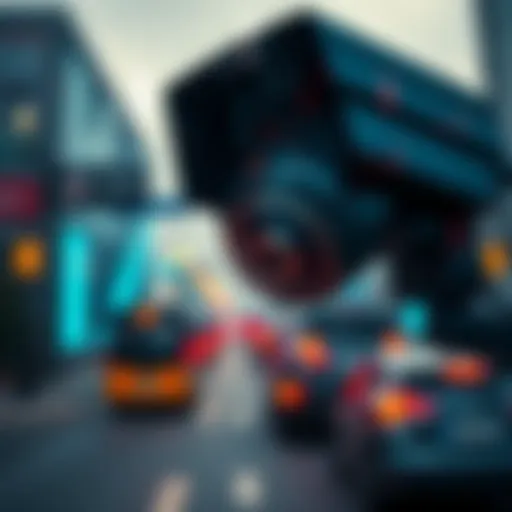 A close-up of a hacked traffic camera with visible digital interference, highlighting cyber operations in warfare.