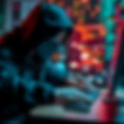 A visual of a hacker using a computer to target an Android phone, with icons of 2FA codes and messages being extracted.