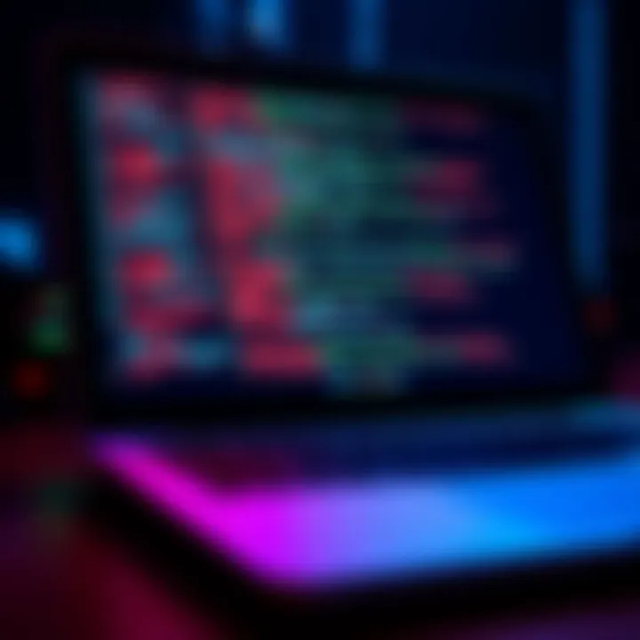 A laptop screen displaying lines of code, symbolizing hacking tools used by cybercriminals against iPhones.