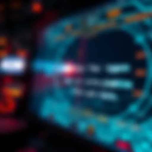 A close-up of a computer screen showing the HAL 9000 interface with a red eye and digital text, symbolizing AI and human interaction.