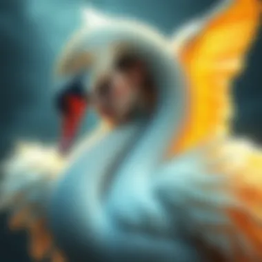 An artistic representation of Helen of Troy with the body of a swan, showcasing a blend of beauty and grace