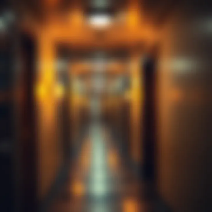 A hallway filled with warm, nostalgic visuals and soft musical notes floating in the air, evoking memories of the past.