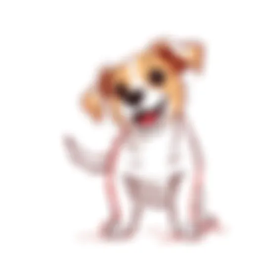 A hand-drawn sketch featuring a playful dog with a wagging tail and bright eyes, showcasing a personal touch of artistry.