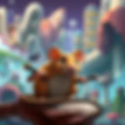 Colorful hand-painted artwork showcasing characters and environments from a revived rat game