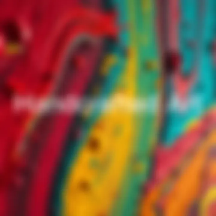 A close-up of a vibrant handmade painting with rich textures and brush strokes, representing traditional artistry