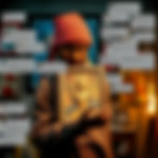 An artist showcasing a handmade piece of art, surrounded by online comments about AI art, sparking a debate on creativity.