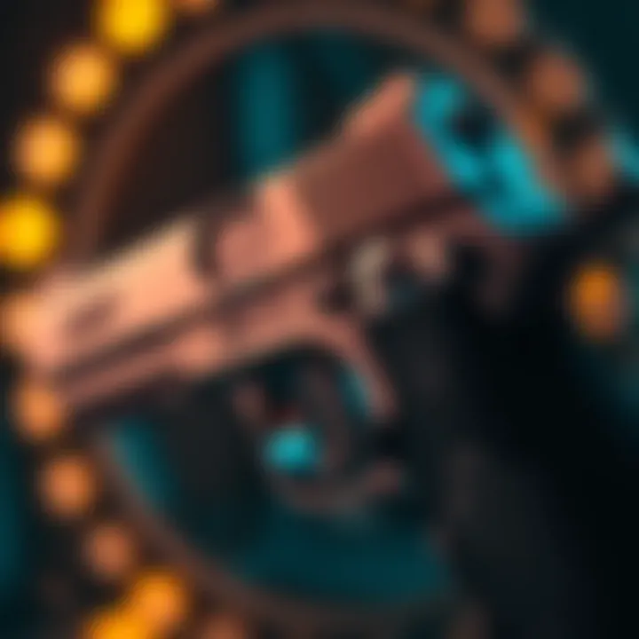 Close-up of innovative handgun design showcasing recent improvements and mechanics.