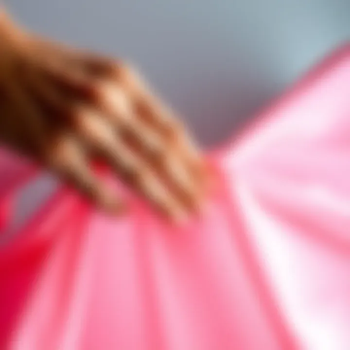 Two hands gently touch a soft, flowing fabric, symbolizing the connection between size and sensuality.