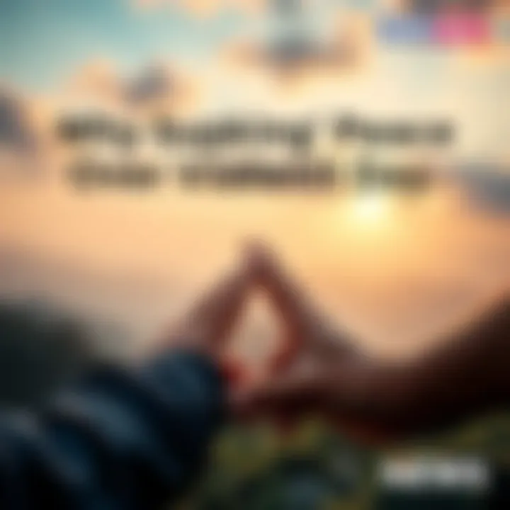 Two hands connecting symbolizing support for peace and unity, with a peaceful backdrop