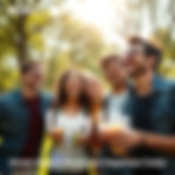 A group of people smiling and laughing in a sunny park, celebrating life and happiness.