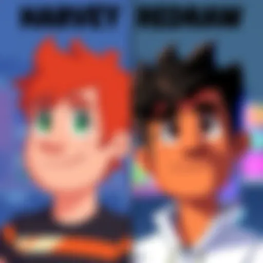 Side-by-side comparison of Harvey's pixel art from 2019 and 2024, showcasing artistic growth and changes in style.