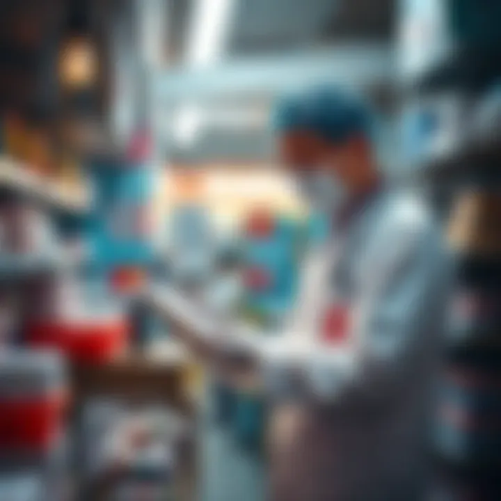A healthcare professional examining medical supplies in a Japanese hospital setting, highlighting the importance of merchants in the medical supply chain.