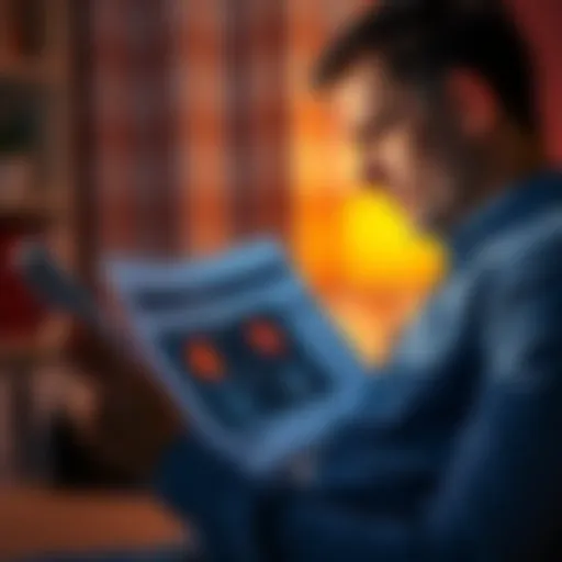 A person looking at health reports after a coronary artery calcium scan, concerned but determined to make lifestyle changes.