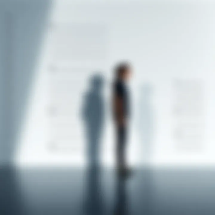 A visual representation of a person standing next to a height scale, with different dimensional shadows reflecting varying heights in parallel realities.