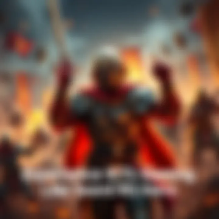 Hero in 3rd Person View A character in 3rd person perspective leading units in a strategy game setting