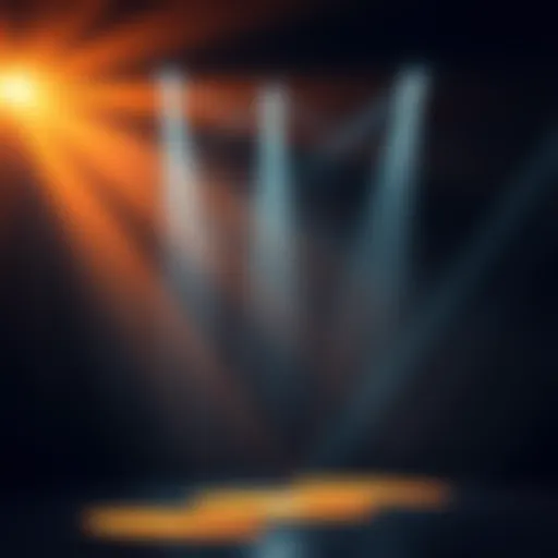 An abstract representation of hidden signals with light beams and shadows, symbolizing discovery and understanding.
