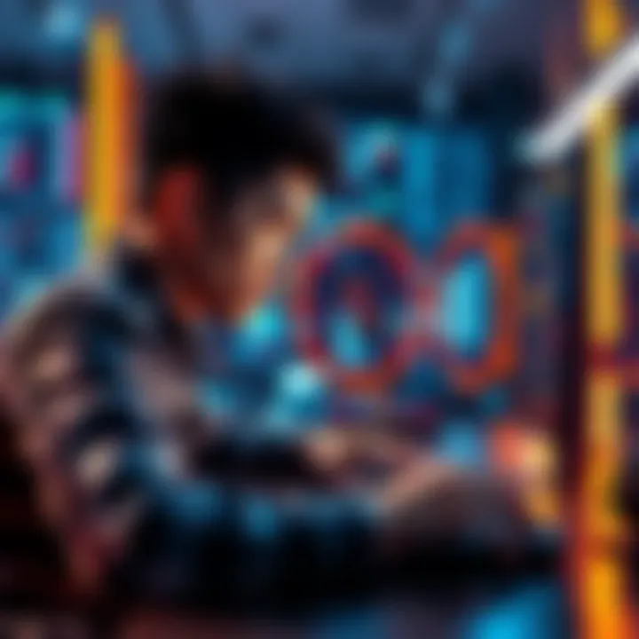 A designer using Higgsfield AI software to create motion graphics, showcasing rapid idea generation.
