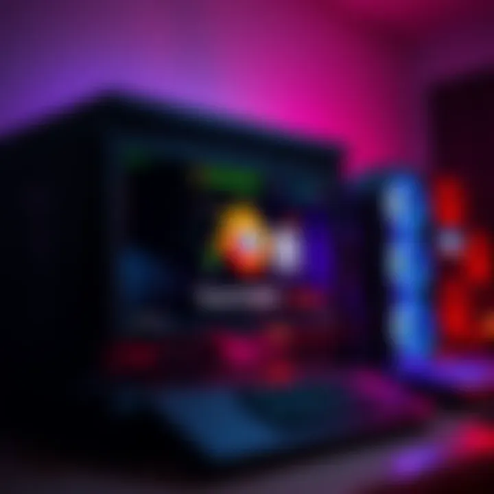 A high-end PC setup displaying sluggish performance in Blender software, featuring a powerful graphics card and processor.
