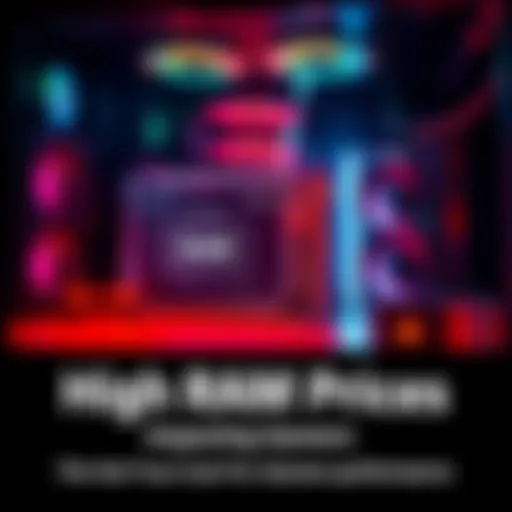 A graphic showing a computer setup with high RAM prices highlighted, reflecting concerns for gaming performance.