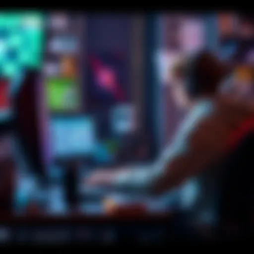 A high school student sitting at a desk, talking to a game designer about their career in game design during an interview.