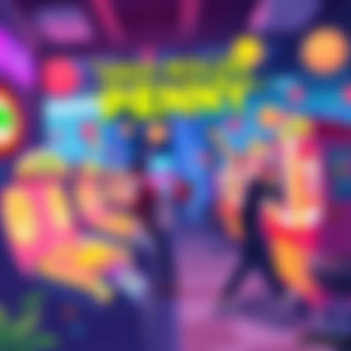 High Roller Penny Game Scene A vibrant illustration of players engaged in the High Roller Penny game, featuring colorful pachinko machines and dynamic action elements, showcasing a mix of strategy and luck in a thrilling environm...