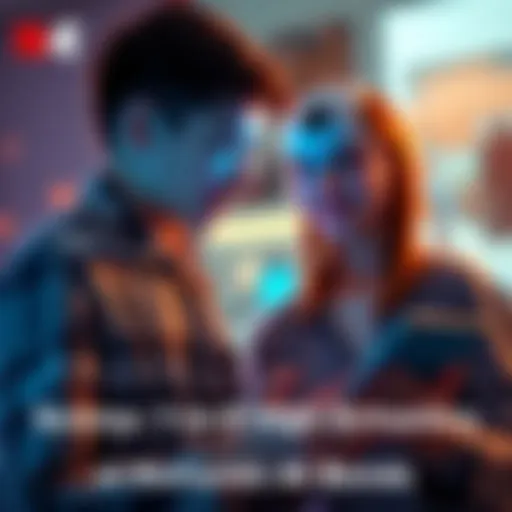 A high school student chatting with a friendly AI on a digital device, representing romantic connections with artificial intelligence.