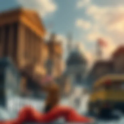 A collage of historical events juxtaposed with modern scenes, showing the connection between past and present.