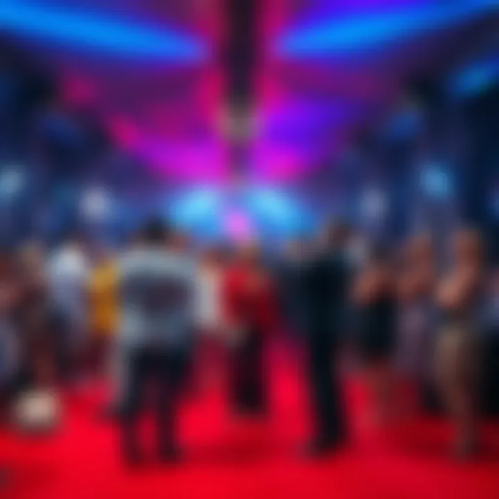 A vibrant red carpet scene at the Hole Awards with people in stylish outfits posing for photos