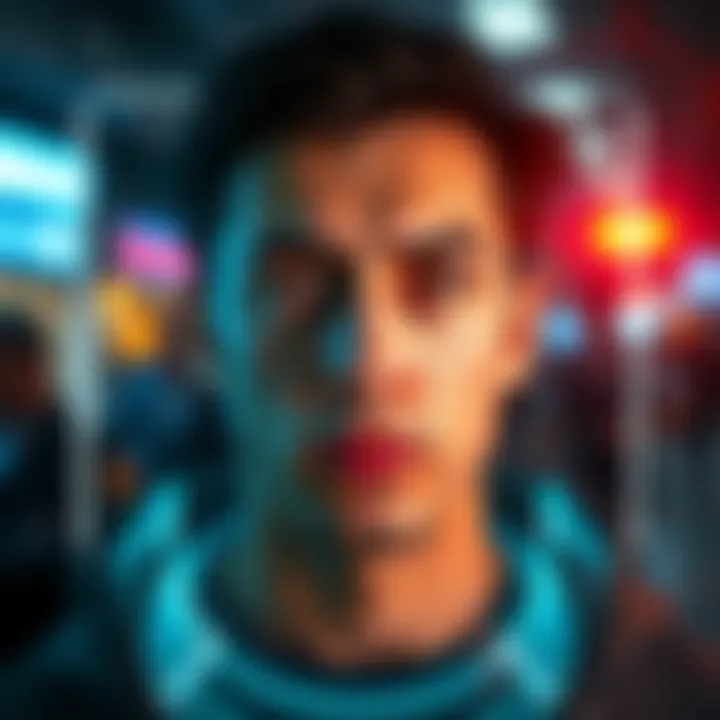 A hologram displaying the suspect's appearance during the 2009 rape investigation, highlighting key physical traits.