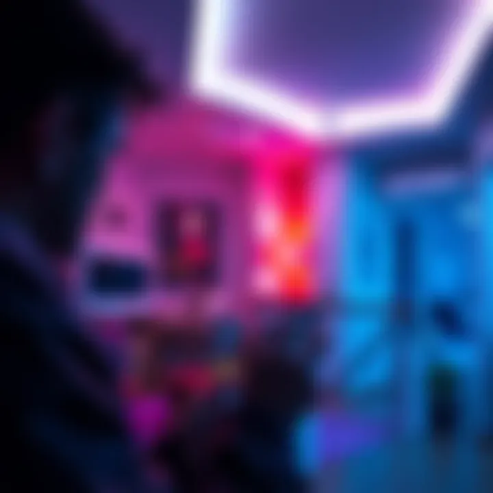 A user adjusting home lighting colors using a smart device with Gemini's system.