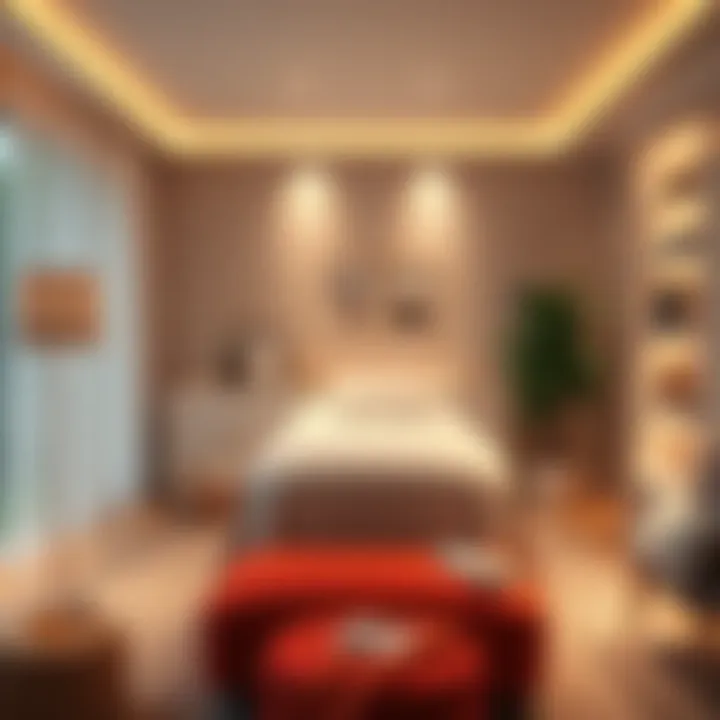 A relaxing home massage scene with a comfortable massage table, soft lighting, and soothing decor.
