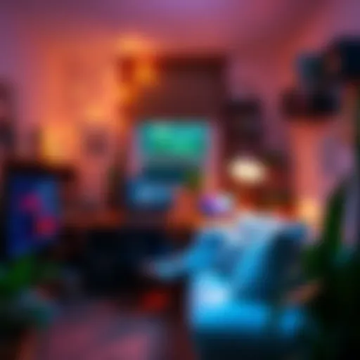 A person working in a cozy home office, using a laptop and AI tools to manage a side hustle.