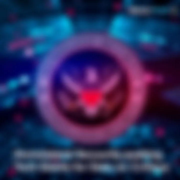 Homeland Security official logo with a digital backdrop representing technology companies