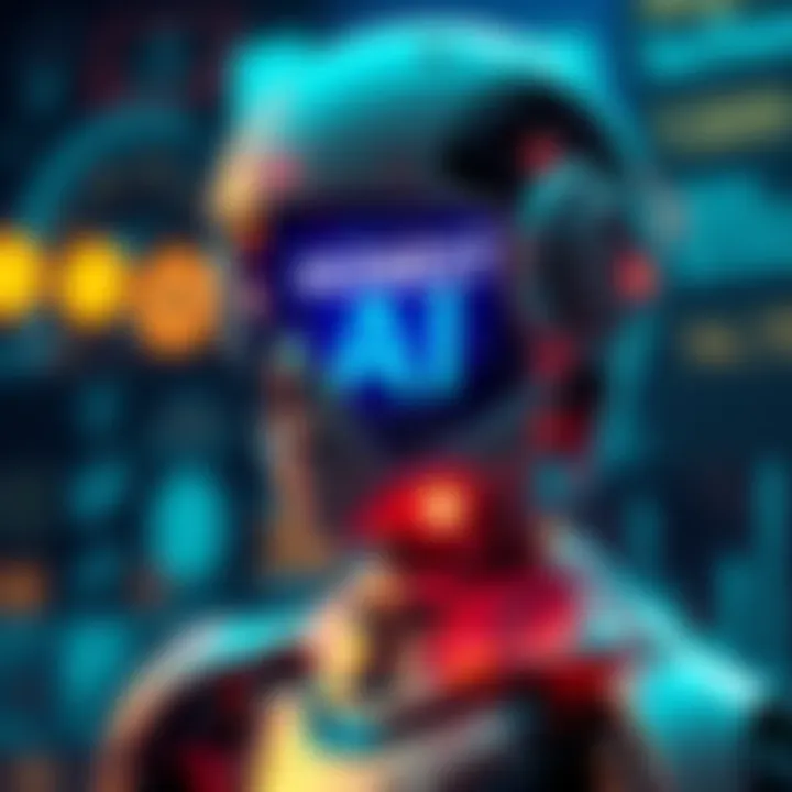 A humanoid robot with a transparent screen showing truthful data and information, symbolizing AI transparency and ethical technology.