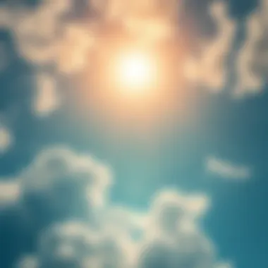 Hopeful sky with clouds A serene sky filled with soft clouds and bright sunlight breaking through, symbolizing hope and resilience during tough times.