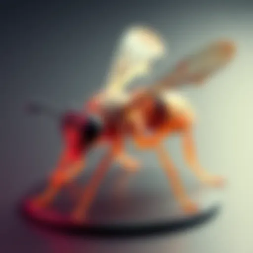 A detailed hornet design ready for 3D printing, showcasing a backing that supports the structure.