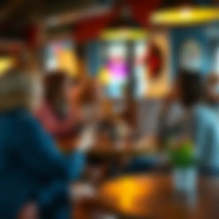 A group of cheerful housewives socializing at a cafe, enjoying conversation and laughter