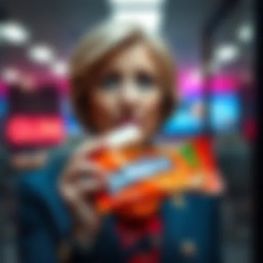 HR Director Carolyn P. Schad holding Hawaiian Orange Bubbalicious gum with a concerned expression