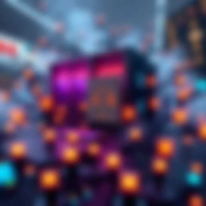 A digital representation of Hugging Face's servers with a swarm of agents surrounding them, illustrating a cyber attack scenario.