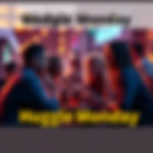 A group of friends enjoying drinks and conversation during Huggle Monday, creating a lively atmosphere.