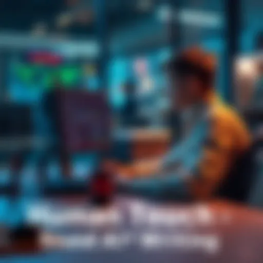 A person sitting at a desk working on a computer with notes and a coffee mug, focusing on making AI writing sound more natural.