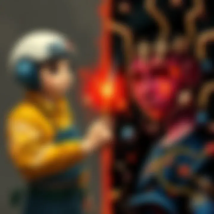 A side-by-side comparison of a painting created by an artist and an AI-generated artwork, showcasing the differences in styles and techniques.